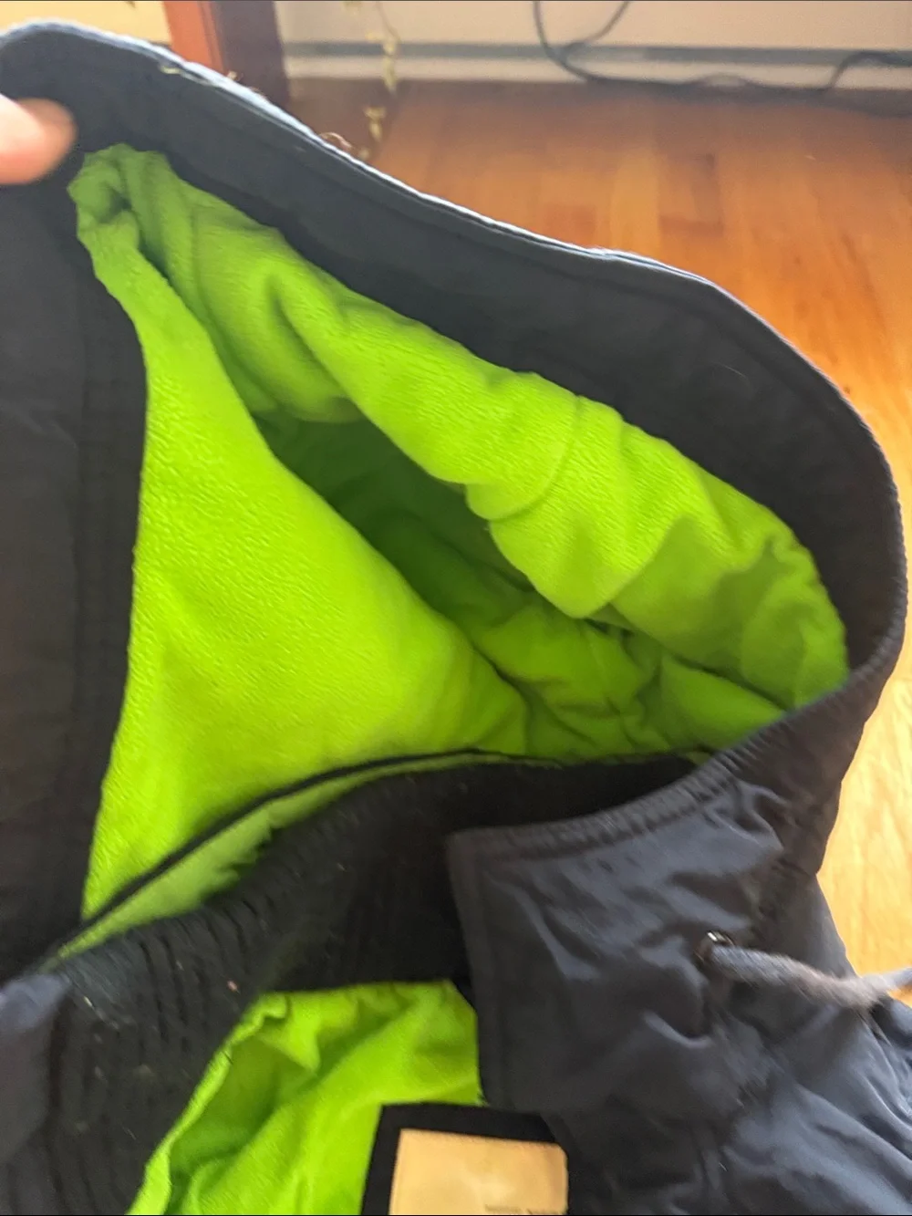 Hollister Kids Navy Hooded Rain Jacket with Bright Green Lining